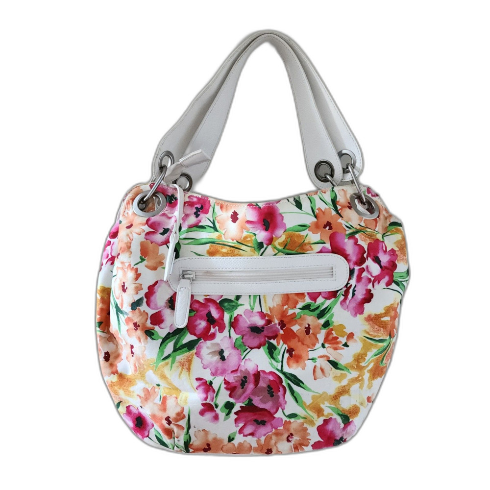 L.Credi  Flower Fabric Faux Leather Shoulder Bag